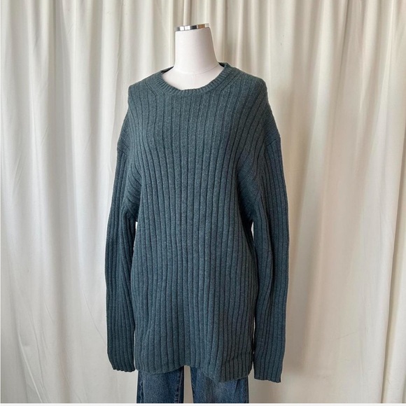 GAP Ribbed knit 100% wool oversized sweater Blue XXL. - Picture 5 of 8